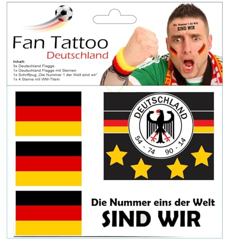 Deutschland Fan Tattoos Flagge WM EM Fanartikel schwarz rot gold Fußball Handball #23