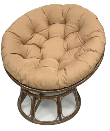 Hiseng Papasansessel Kissen Sitzauflage, Rundes Papasan Stuhlkissen, Wasserdicht Dicke Stuhlkissen Bequem & Weich Sitzkissen Hängesessel für Indoor Outdoor Garten Stuhlauflage (Khaki,120cm)