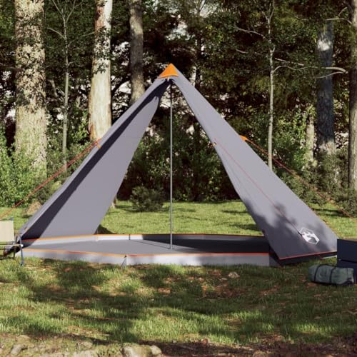 LAPOOH Tipi-Familienzelt 8 Personen Grau und Orange Wasserdicht, Caming Zelt, Camping Tents, Camping-Zelt - 94584