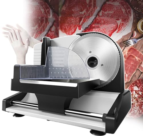 forplubossmmp Electric Cutting Machine For Meat Vegetables Cheese | Electric Meat Slicer Stainless Steel Knives 1-15mm Thickness | Electric Deli Slicing Machine | Removable and Washable Design