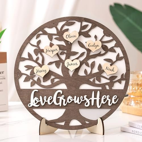 Albero genealogico personalizzato da figlia figlio, l'amore cresce qui, con 20 cuori, idea regalo per Natale, festa della mamma, compleanno, adozione, idea regalo per nonna, mamma, nonna, suocera