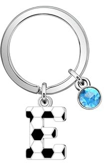 Casxyue Fußball Geschenke Schlüsselanhänger - Anfangsbuchstaben Fußball Stil Buchstabe Football Party Geschenke (E)