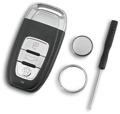 3 Buttons Car Key Fob Case Shell For Audi A4 A5 Remote Case Shell A6 S5 Q7 Q3 Audi Key Fob with Battery CR2032 and Screwdriver Key Ring