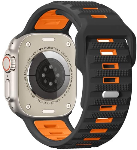 Oielai Deporte Correa Compatible con Correas Apple Watch Ultra 2/Ultra, 49mm 46mm 45mm 44mm 42mm para Hombres, 26mm de Ancho Suave Correa de Silicona para iWatch Serie 10 9 8 7 6 5 4 3 2 1 SE