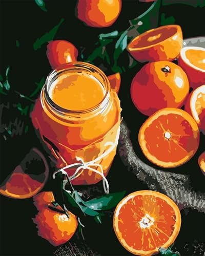 Malen nach Zahlen Erwachsene,Pomelo-Getränkefrüchte Malen Nach Zahlen Set für Anfänger DIY Digital Ölgemälde Kits auf Leinwand mit Pinseln und Acrylpigment ohne Rahmen für Home Wall Decor 55x70cm