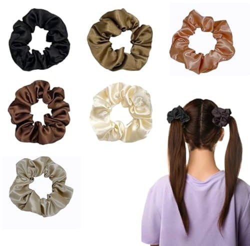 Lxtness Haargummis Seide Scrunchies Satin,Haargummi,Haargummis Elastische,für Damen und Mädchen(6 Farben)
