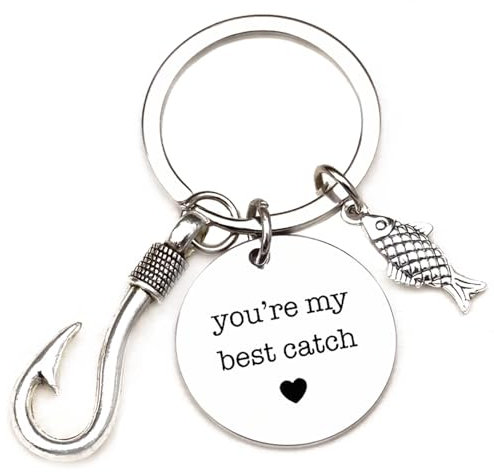 Schlüsselanhänger You're My Best Catch – Mit charmantem Fisch & Angelhaken – Kleines Geschenk für Freund, Freundin, Partner, Verliebte
