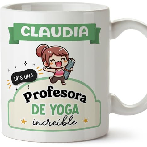 MUGFFINS Tazas Personalizadas para PROFESORA DE YOGA mujer - En Español - Eres increíble - Kawaii - 11 oz / 330 ml - Regalo Personalizable original y divertido
