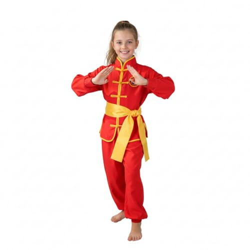 STIOEDYUAN Kids Kung Fu Suits Tai Chi Uniform Chinese Martial Art Wing Chun Clothing Sets (Red, 4-5T)