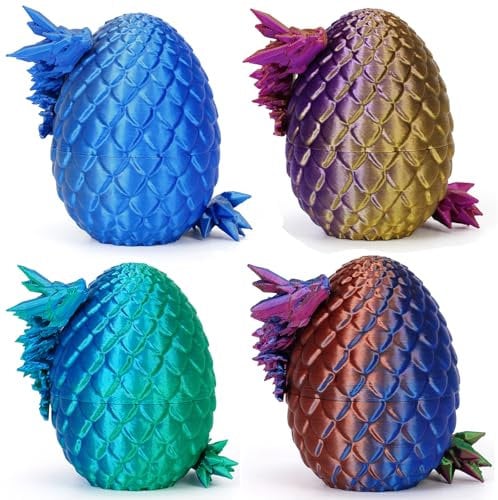 zhancydeal 4er Set Miniatur Dracheneier (7 cm) – 13cm bewegliche Gelenke Drachen spielzeuge, Kristall Drachen, Kinder – Geeignet als Spielzeug ab 5/6/7/8/9 Jahre Jungen Mädchen