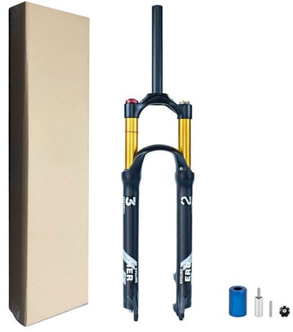 LPYDWZ Fourche VTT 26/27,5/29 Pouces, Fourche Amortisseur de Vélo Verrouillage À Distance Tube Droit 28,6mm Frein À Disque 9mm Fourche Avant VTT Débattement 140mm(Shoulder Lock - A,27.5 inch)