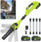 Soffiatore per foglie senza fili, 40 V, con 2 batterie alimentate e caricabatterie, senza spazzole, 2 velocità, 2 in 1, con kit di prolunga per la pulizia della grondaia, per giardino, casa (verde)