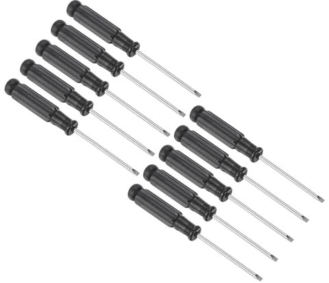 TOP-VIGOR 10pcs Mini Slotted Screwdriver 2.5mm Flat Head 95mm Length, Small Precision Screwdrivers with Non-Slip Handle for Electronics, Glasses, Watch, Computer and Small Appliance Repair