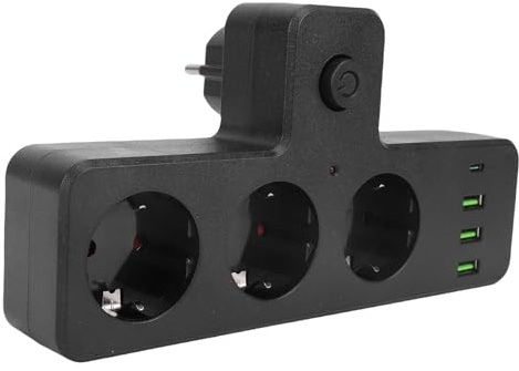Spacnana Outlet Extender, 3 Wechselstrom -Outlets 3 USB -Anschlüsse 1 Typ C Port Multi -funktionaler Stromstreifen mit Switch, für Home Game Room Kitchen RV