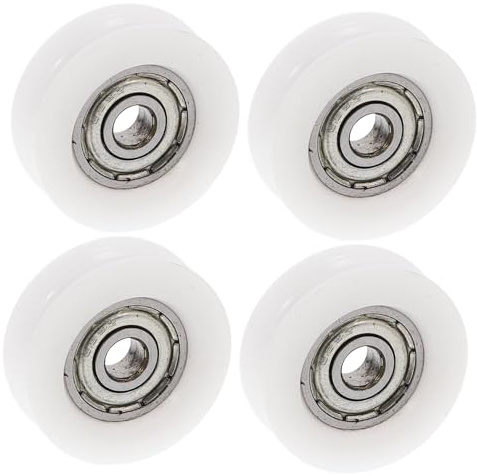 VALICLUD 4 Stück Nylon U profil Riemenscheiben Weiß Kugellager Laufräder für Schiebetür Fenster Möbel Umlenkrollen Langlebig Reibungsarm Vielseitig für Haus Büro