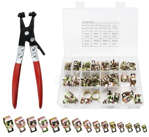 JASFLY 135 Stück Schlauchschellen 6–22 mm, 15 Größen Schlauchschellen Set für Auto, Kraftstoffleitung, Garten, Haushalt & Werkstatt (Roségold)