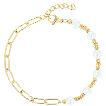 Akzent Armband Damen - Premium Armband Damen in Silber & Gold aus Edelstahl, 100% Wasserfest & Hautverträglich (Gold)