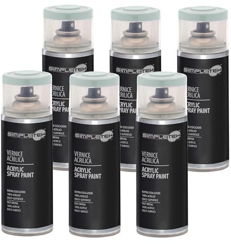 SIMPLETEK - 6X Bomboletta Vernice Spray Acrilico Grigio Chiaro RAL 7035 Universale Multimateriale Rapida Asciugatura Interni Esterni 400ml (kit 6 pezzi)