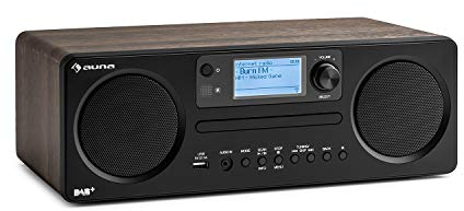 auna Worldwide CD - Internetradio mit Bluetooth, DAB/DAB+ Tuner, Radiowecker, MP3-fähiger USB-Port, mit CD Player, Spotify Connect, AUX, App Control, Multiroom-Funktion, Timer, walnuss
