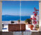 ABAKUHAUS Seestück Rustikaler Vorhang, Santorini Ägäis, Wohnzimmer Universalband Gardinen mit Schlaufen und Haken, 280 x 225 cm, Hellgrau Himmelblau