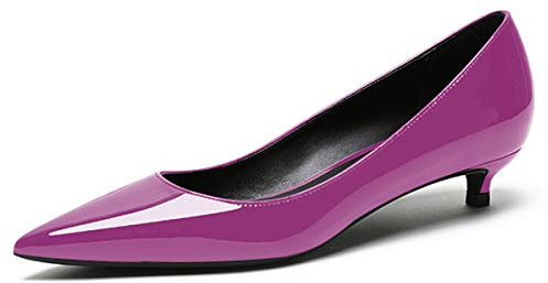 Elashe Klassische Damen Pumps | 1.4 IN Damen Kitten Heel Pumps Low Heels Hochzeitschuhe | Abend Prom Party Kleidschuhe Lila EU39