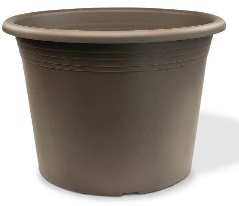 MePla Blumentopf Cilindro - runder Pflanzkübel - wetterfestes Pflanzgefäß - UV-beständiger Blumenkübel - Pflanzentopf - Kübel - Ø 45 - Taupe