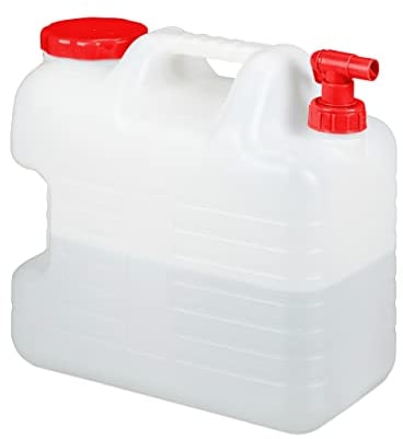 Relaxdays Bidón con Grifo, Tapón de Rosca, Depósito de Agua Potable, para Camping, 20L, Sin BPA, 1 Ud., Blanco & Rojo