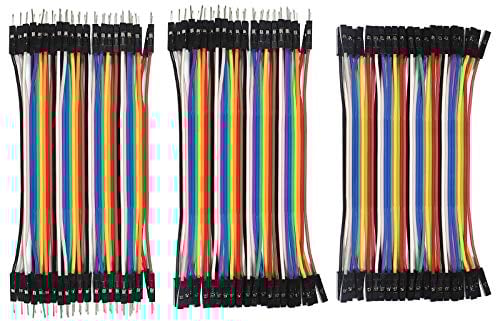 ALMOCN 120PCS Breadboard Jumper Dupont Wire,Multicolored 10cm 40pin Male to Female, 40pin Male to Male, 40pin Female to Female Breadboard Jumper Wires Ribbon Cables Kit for arduino