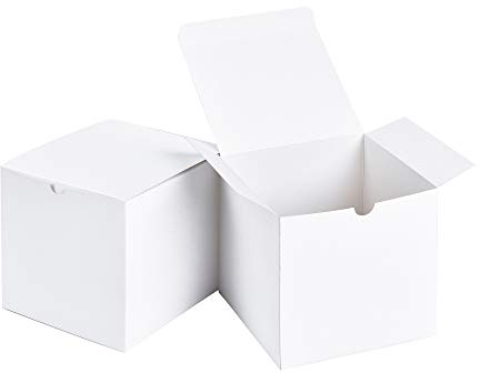 SHIPKEY 10PCS White Cardboard Gift Boxes with lids |15x15x15 cm Square Boxes | Medium Gift Boxes Suitable for Party, Wedding, Christmas, Holidays, Birthdays and All Other Occasions…