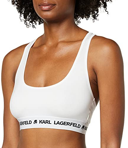 KARL LAGERFELD Damen Karl Lagerfeld Damen Sport-Bh Mit Karl-Logo, Weiß, M