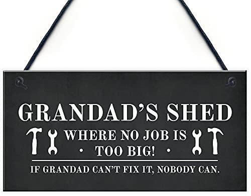 RED OCEAN Grandads Shed Sign Hanging Garden Plaque Funny Gift For Men