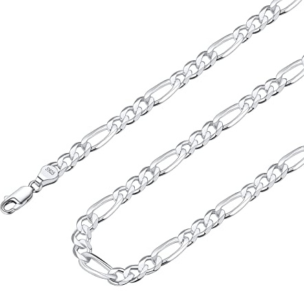 Suplight Panzerkette Herren 925 Silber Figorokette, 3/5mm Breit, 36/46/51/56/61/66/71cm lang