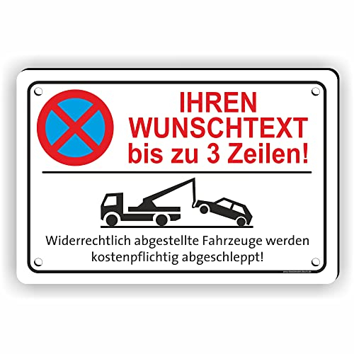 Fassbender-Druck SCHILDER - TEXT NACH WUNSCH Quer - Ihr personalisiertes/vorgebohrtes Parken verboten Schild - Schild mit Bohrlöchern für das Parkverbot - WUNSCHTEXTSCHILD (75x50cm Schild)