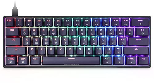 SKYLOONG 61 Keys 60% Hot Swappable Programmable Mechanical Gaming Wired Keyboard with RGB Backlit, NKRO, Water-Resistant, Dustproof, Type-C Cable for Win/Mac/Gaming Yellow Switch