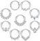 Kakonia 9stk Septum Piercing Chirurgenstahl für Damen Herren 16G Zirkonia Nasenpiercing Ring Tragus Daith Helix Piercing Ring Silber Septum Piercing Set