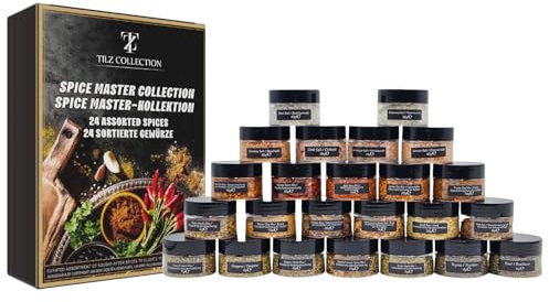 Kräuter-Gewürz- und Gewürzdosen-Set, 24 Kräuter- und Gewürze-Set, verschiedene Kräutergläser, Gewürze zum Kochen, Kunststoffdosen mit Deckel, Kräutergewürze, Reiben für Fleisch, Fisch und Gemüse