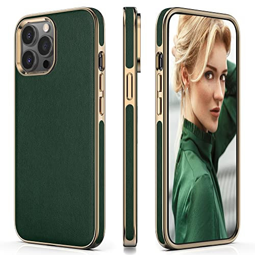 LOHASIC for iPhone 14 Pro Max Case Women, Luxury PU Leather Elegant Designer Cover Soft Light Non-Slip Grip Flexible Protective Phone Cases for iPhone 14 Pro Max(2022) 6.7 5G - Green