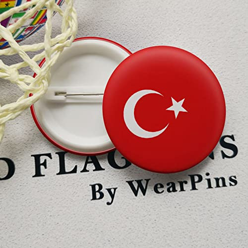 Virtuoa-Art Türkei-Flagge Karte Weißblech-Abzeichen-Anstecknadel – Regenbogen-Brosche Typ Runde Karte Flaggen-Knöpfe Pins Größe 44 Mm Neuheit Patriot Schmuck Für Damen Herren Kleidung Tasche Zubehör,