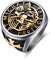 Dochais Edelstahl Siegelring Fingerring für Herren Damen, Heiliger Michael Christophorus Fingerring Saint Benedikt Ring (11, Gold)