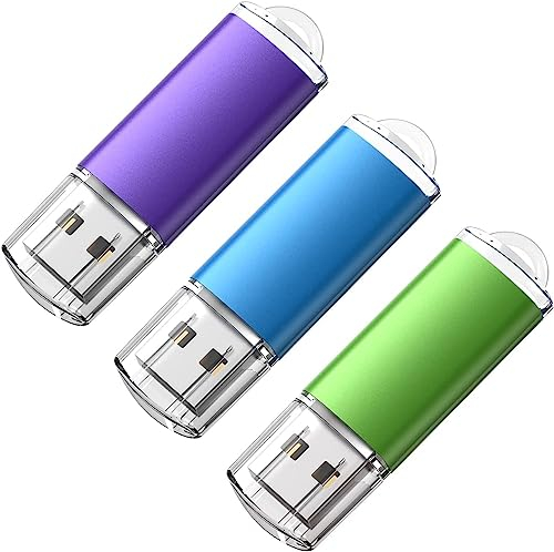 128 GB USB Sticks 3 Pack, KOOTION 128 GB USB Flash Drives Thumb Drives Memory Stick Jump Drive with LED Light for Storage and Backup (3 Pack Mixcolor USB 2.0)