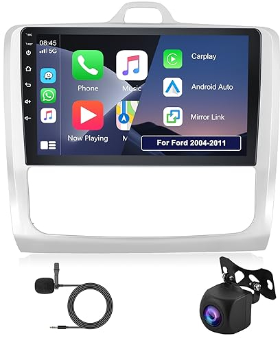 2GB 32GB Autoradio Android per Ford Focus 2004-2011 Radio Carplay Android Auto Mirror Link, 9 Pollici Touchscreen GPS Navi Bluetooth Wifi FM RDS HiFi SWC, Telecamera Posteriore 2 Din per Ford Focus