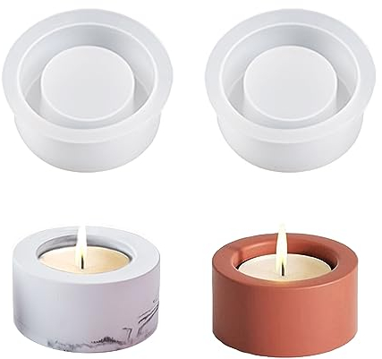 YEJAHY 2 stampi in silicone portacandela,Portacandele in calcestruzzo a fori singoli, portacandele in cemento fai da te per candelabri, decorazioni per la casa