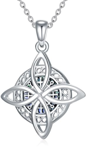 YAFEINI Wikinger Halskette für Damen 925 Sterling Silber Viel Glück Keltischer Knoten Anhänger Halskette Amulett Schutz Wikinger Triskele Schmuck