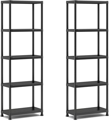 Keter 2er Set Regale 60/5, schwarz, 5 Böden, max. Traglast je 20 kg, 60 x 30 x 174 cm