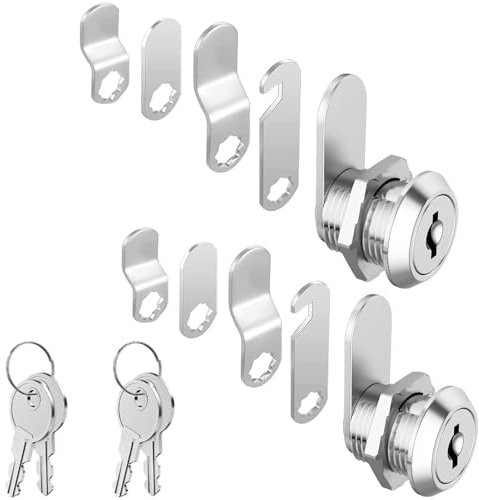 2 Pièces 16mm Serrure de Sécurité de Came D'armoire pour Boîte Aux Lettres/à Outils, Casier, Classeur avec 10 Plaques de Serrure Différentes et 4 Clés