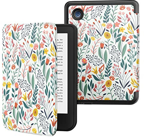 MoKo Coque pour Kobo Clara BW/Clara Colour 6 2024/Clara 2E 6 Pouces 2022, Étui de Protection Souple TPU Ultra-Mince et Léger Anti-Rayures avec Réveil/Sommeil Automatique, Fleur