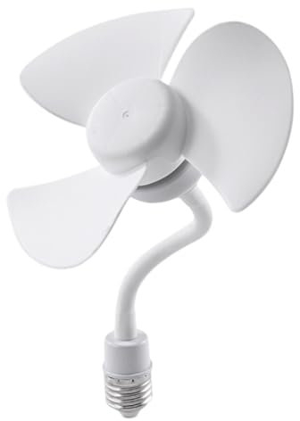 Ventilador de Escritorio Silencioso Con Enchufe de Pared - Enfriador Compacto de Rosca, Zócalo Atornillable, Flexible y Pequeño para Techo, Dormitorio