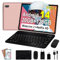 Tablet 10 Pollici Android 14 con 20GB RAM + 128GB ROM (TF/1TB), 5G WiFi 6, Octa-Core, GMS, Bluetooth 5.0, 5MP + 8MP, 1280 * 800 FHD, Widevine L1, 2025 Newest Tablet 2 in 1 con Tastiera e Mouse - Rosa