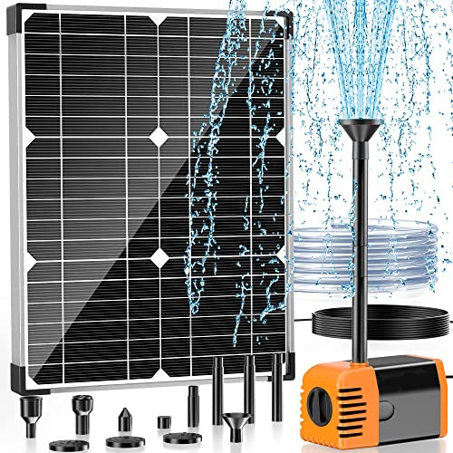 POPOSOAP Pompa dell'acqua solare da 20 W, pompa ad energia solare per esterni con pompa solare 320 GPH, 7 spruzzatori, cavo da 5 m, tubo da 2 m per stagno esterno, acquario e acqua da giardino