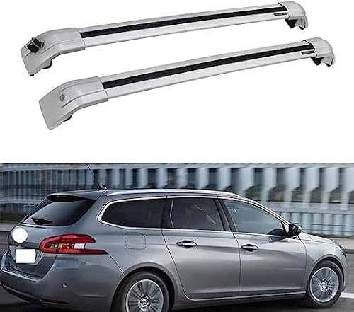TTTao Dachreling Rack,Für Peugeot 308 SW 2007-2019,Dachträger-Querstangen Anti-Rost Dachgepäckträger Zubehör